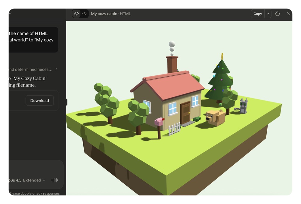 3D cabin (Claude Artifact)